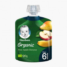 Gerber Organic Pear Applee Banana Puree 90g