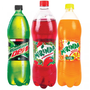 Mountain Dew&Mirinda Orange&Strawberry 3X1.25 Ltr..