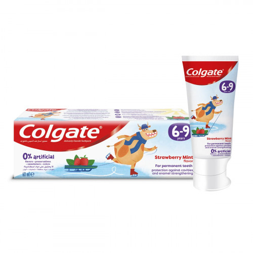Colgate Strawberry And Mint Toothpaste For 6-9 Years old Kids 60ml -- كولجيت فراولة ونعناع  معجون أسنان لأطفال 6-9   60مل