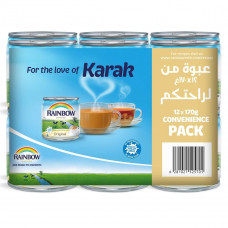 Rainbow Evaporated Milk 12 x 170g -- أبو قوس حليب مبخر 12 × 170 جرام