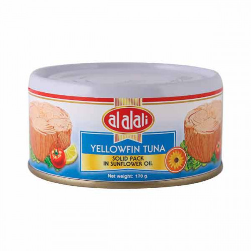 Al Alali Yellowfin Tuna In Sunflower Oil 170gm -- تونه صفراء بزيت دوار الشمس 170 جرام من العلالي Al Alali Yellowfin Tuna In Sunflower Oil 170gm -- تونه صفراء بزيت دوار الشمس 170 جرام من العلالي