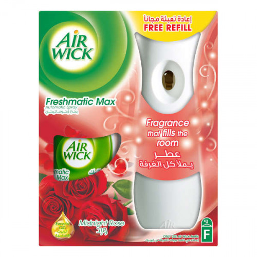 Air Wick Freshmatic Auto Spray + Refil Midnight Rose 250ml -- ايرويك جهاز بخاخ اوتوماتيكي منعش معطر للجو + معطر 250 مل بالورد  Air Wick Freshmatic Auto Spray + Refil Midnight Rose 250ml -- ايرويك جهاز بخاخ اوتوماتيكي منعش معطر للجو + معطر 250 مل بالورد