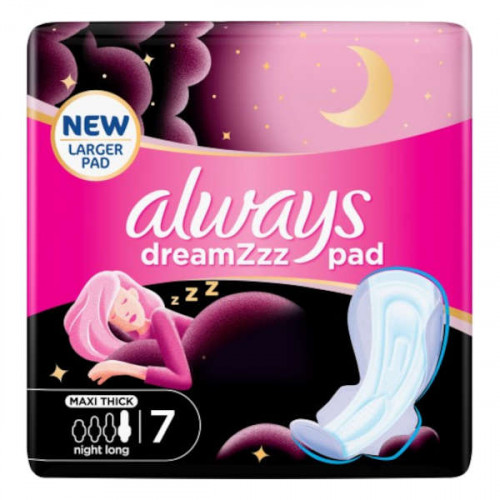 Always Dreamzz Cotton Soft Maxi Thick Night Long 7 Pads -- أولويز فوط صحية ليلية قطنية ناعمة ماكسي سميكة 7 فوطة Always Dreamzz Cotton Soft Maxi Thick Night Long 7 Pads -- أولويز فوط صحية ليلية قطنية ناعمة ماكسي سميكة 7 فوطة