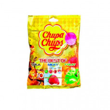 Chupa Chups Lollipops The Besto Of Cola, Milky & Fruit 120gm -- مصاصه حلوه نكهه الكولا و الحليب و الفواكهه 120 جرام من تشوبي تشبز