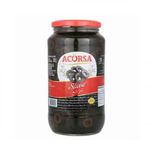 Acorsa Black Olives Sliced 450gm -- برطمان زيتون أسود شرائح 450 جرام من اكورسا  Acorsa Black Olives Sliced 450gm -- برطمان زيتون أسود شرائح 450 جرام من اكورسا