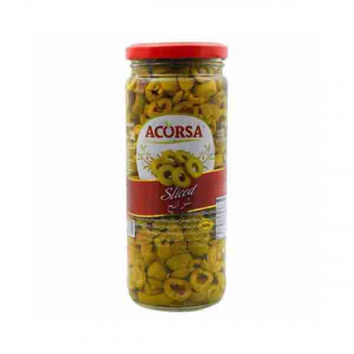 Acorsa Green Olives Sliced 230gm -- برطمان زيتون أخضر شرائح 230 جرام من اكورسا